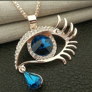 Betsey Johnson Evil Eye White Gold P. Necklace